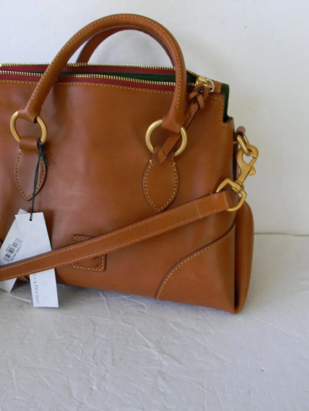 NWT DOONEY & BOURKE FLORENTINE LEATHER NATURAL TAN LEATHER SATCHEL 30 CROSSBODY